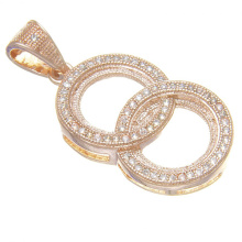 18k Gold с бриллиантом Doulbe Circle 925 Silver Pendants Jewelry
